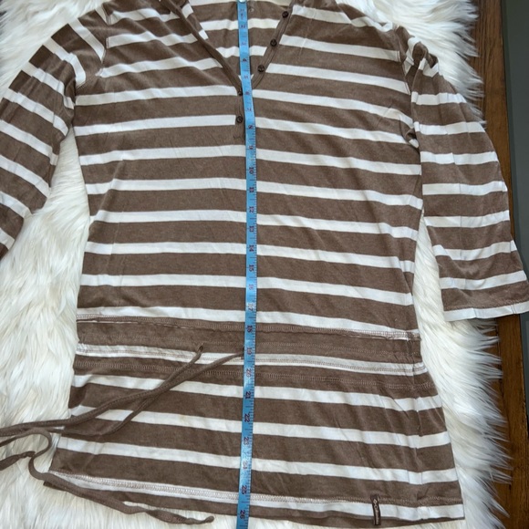 Columbia pullover hooded 3/4 sleeve strip top with drawstring waist Y2K sz Small - Picture 10 of 12